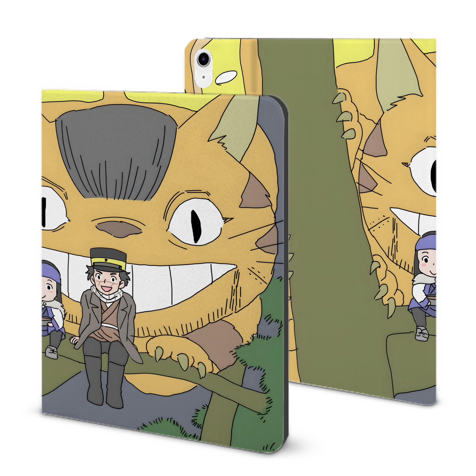 （画像用） となりのトトロ 草壁メイ 草壁サツキ My Neighbor Totoro Satsuki Kusakabe Mei Kusakabe IPad ケース ブック型 PUレザー TPU 耐衝撃 軽量 薄型 ペン収納なし 全面保護 IPad 各モデル対応